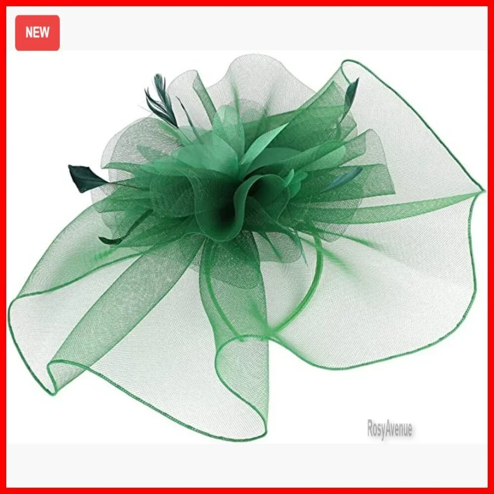 Sinamay Derby Hat with Feather Floral Clip for Wedding Tea Party